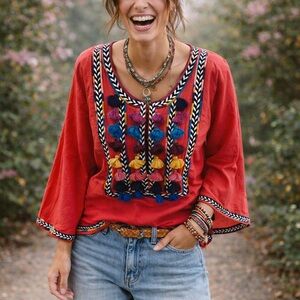 Chic Pink Top with Tassel Details